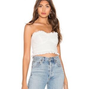 Revolve x Superdown Laney Crop Top Bustier Ruffle Smocked NWT Size Medium